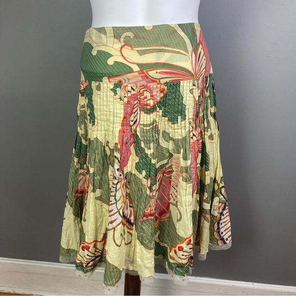 Max Studio Pleated Skirt Sz 8 Multicolor Floral Butterfly Print Beaded fairycore - Picture 9 of 9